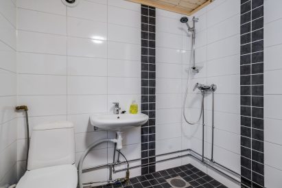 The bathroom of Aulanko Grand Villa's lakeshore sauna.