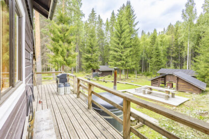 There is direct access from the main hall of Evo Wilderness Villa to the outdoor terrace surrounding the villa and to the hot tub.